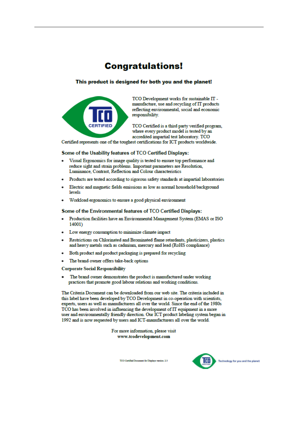 Tco document | AOC I2476VWM User Manual | Page 64 / 72