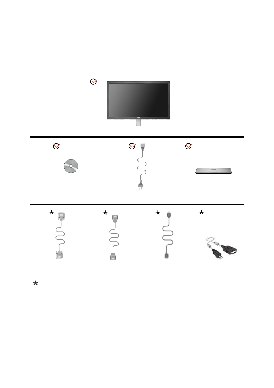 Setup, Contents in box | AOC I2476VWM User Manual | Page 9 / 72