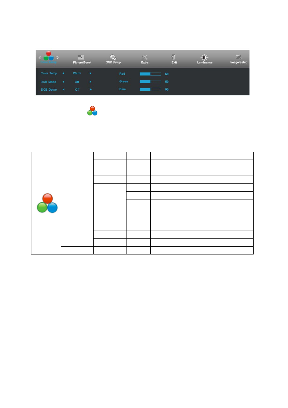 Color setup | AOC M2470SWDA User Manual | Page 25 / 64