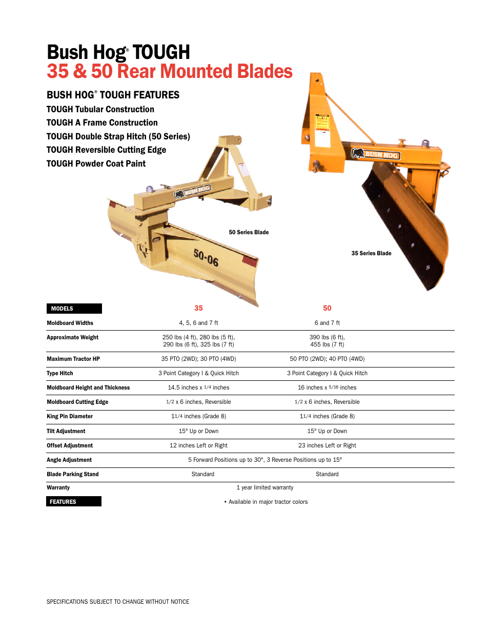 Bush Hog TOUGH 35 User Manual | 1 page