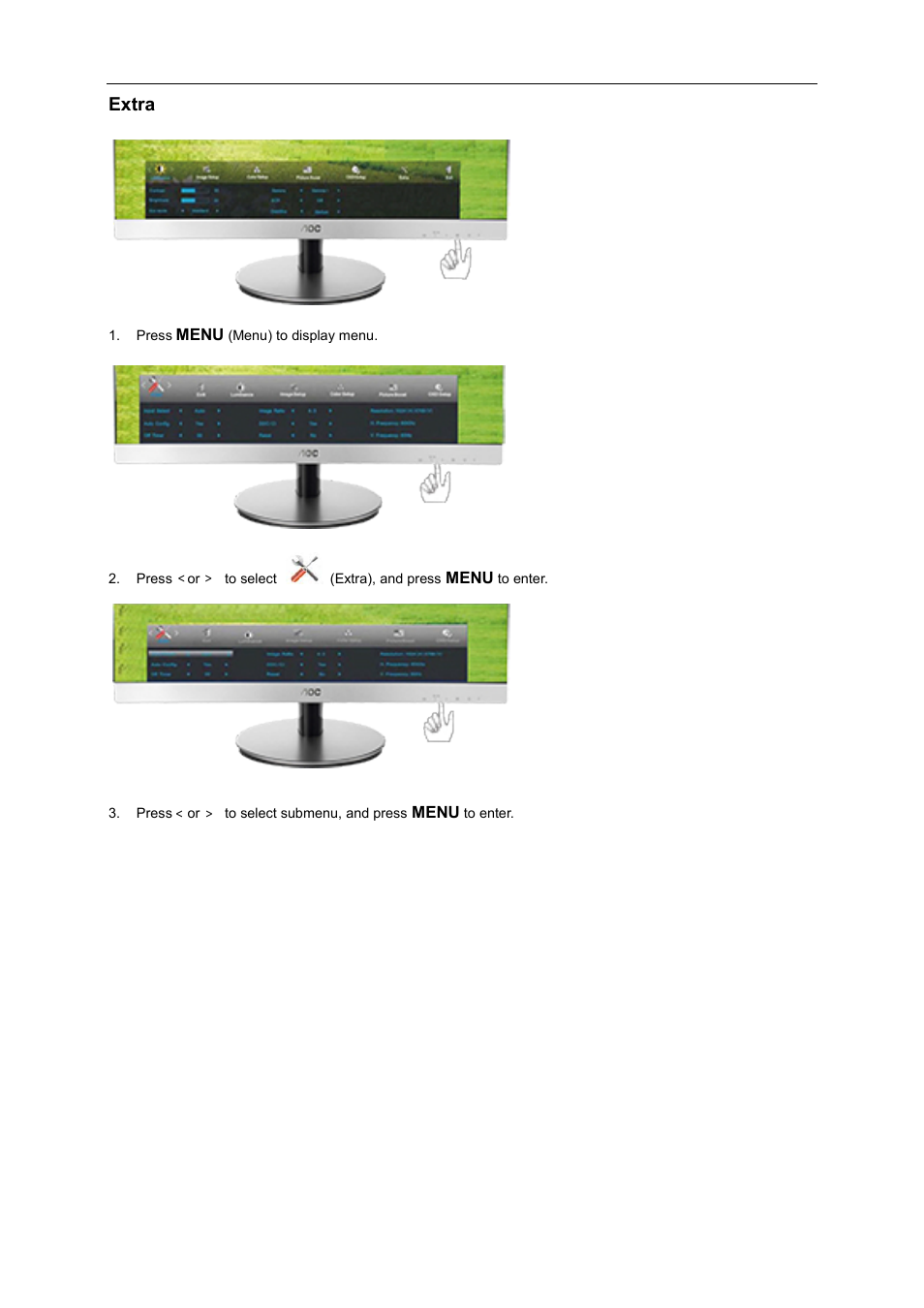 Extra, Osd setup | AOC D2769VH User Manual | Page 33 / 72