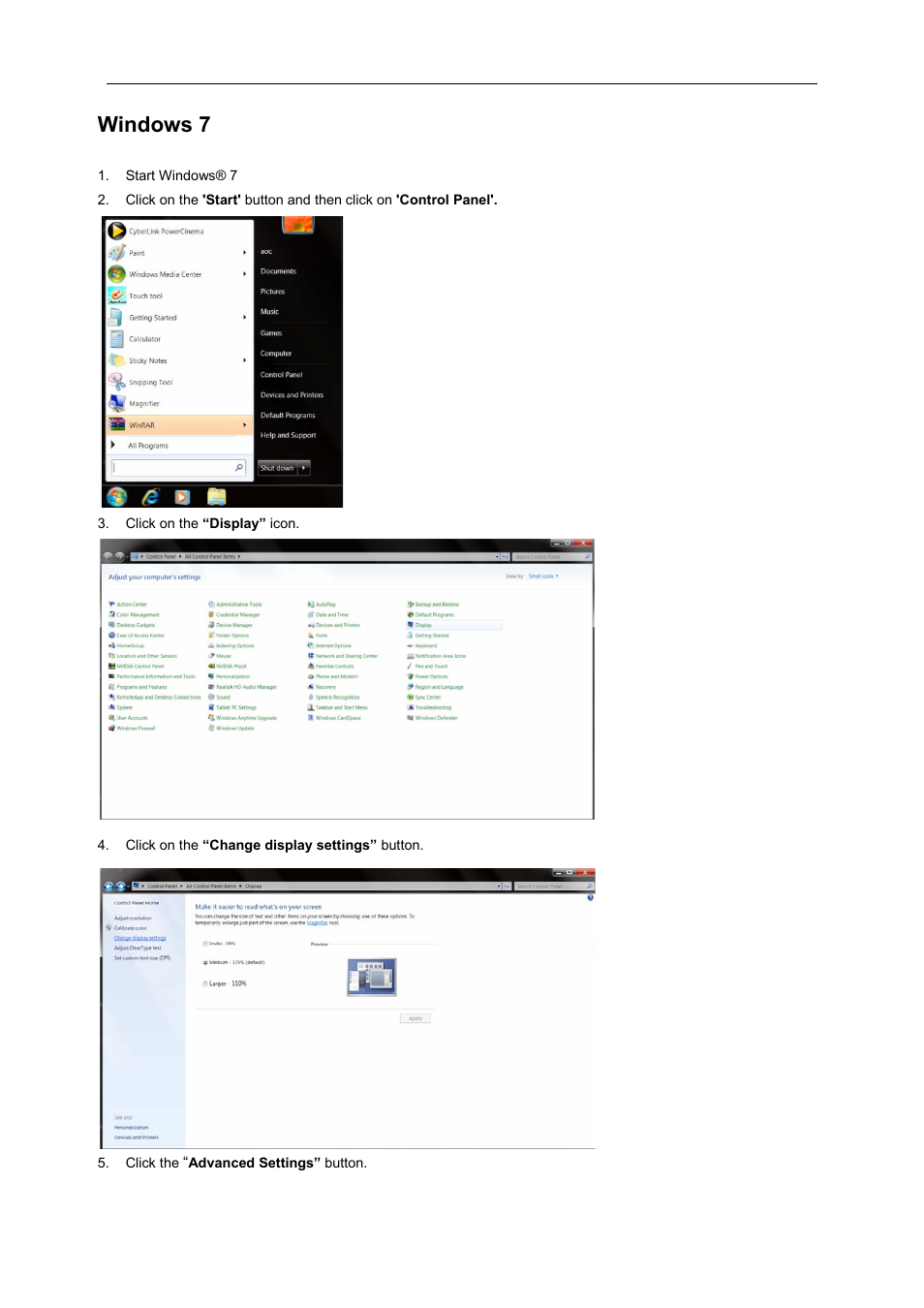 Windows 7 | AOC D2769VH User Manual | Page 44 / 72