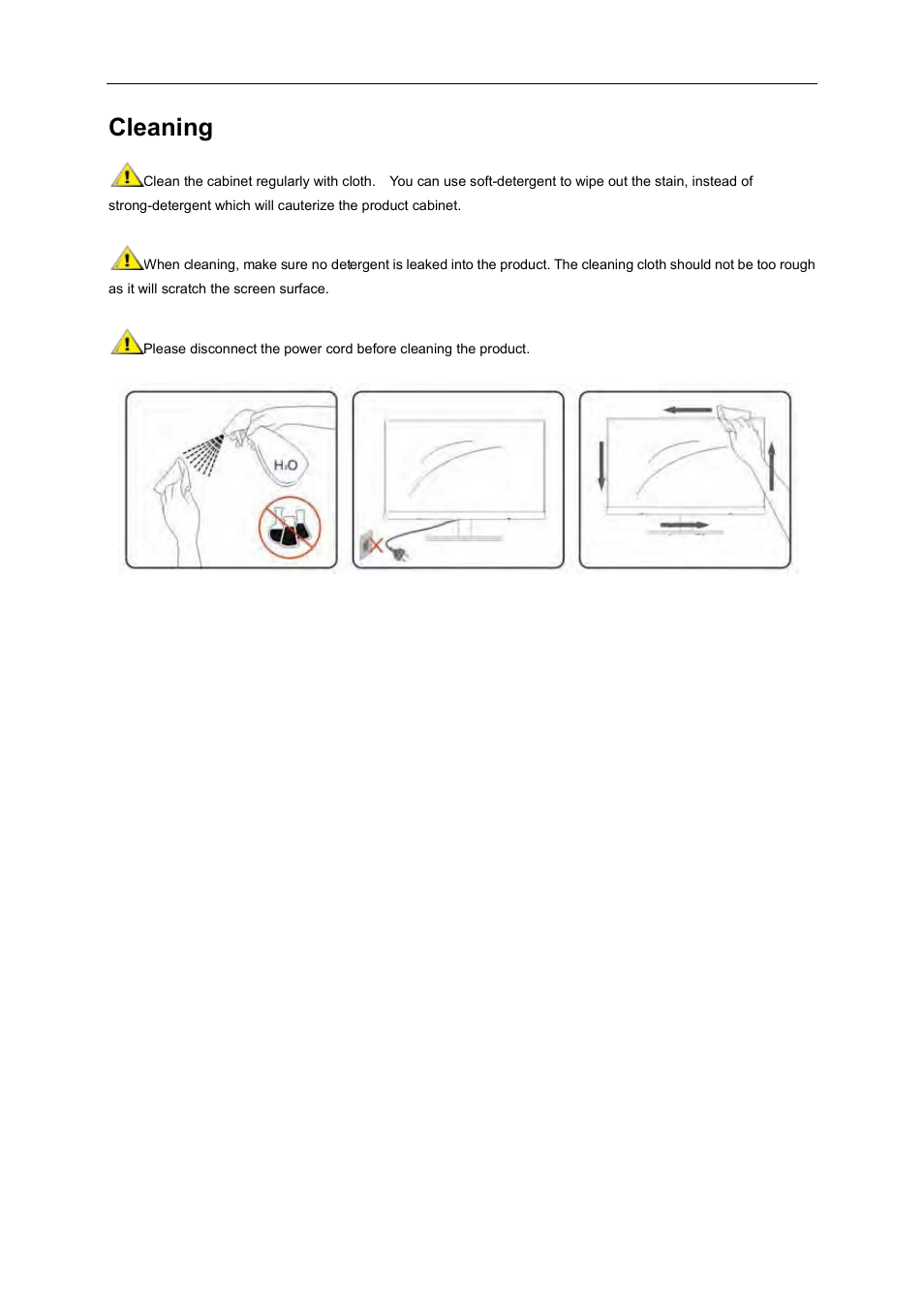 Cleaning | AOC D2769VH User Manual | Page 6 / 72