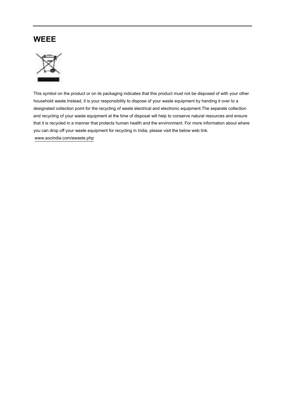 Weee/e-waste declaration for india | AOC D2769VH User Manual | Page 67 / 72
