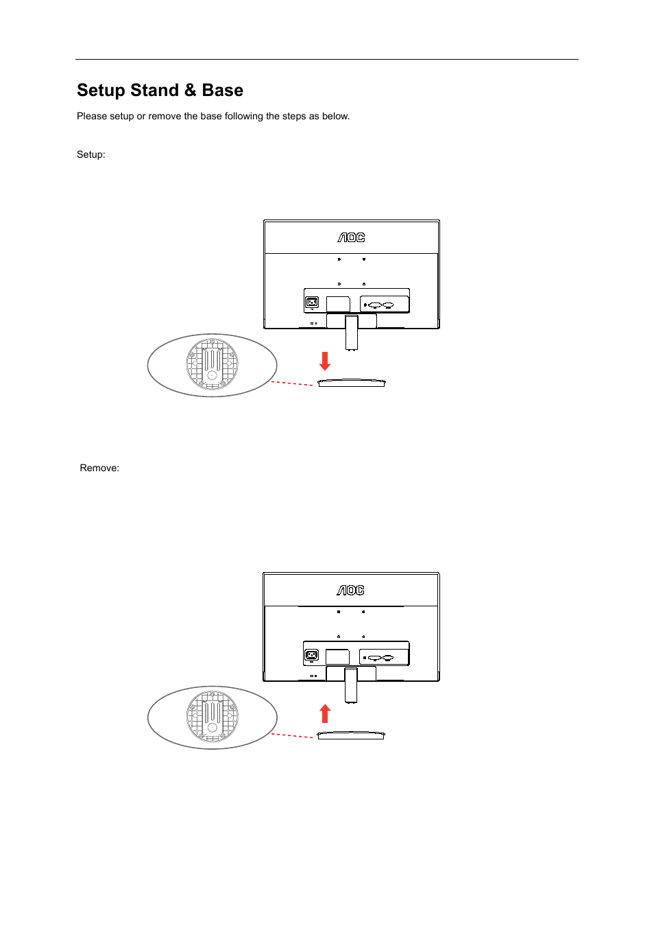 Setup stand & base | AOC D2769VH User Manual | Page 9 / 72