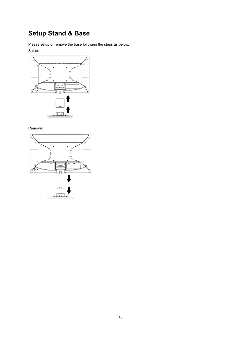 Setup stand & base | AOC E2495SD User Manual | Page 10 / 55