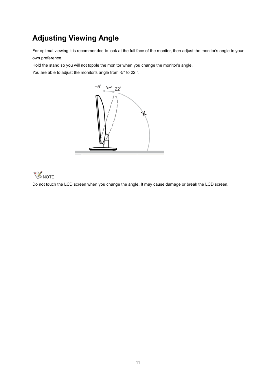 Adjusting viewing angle | AOC E2495SD User Manual | Page 11 / 55