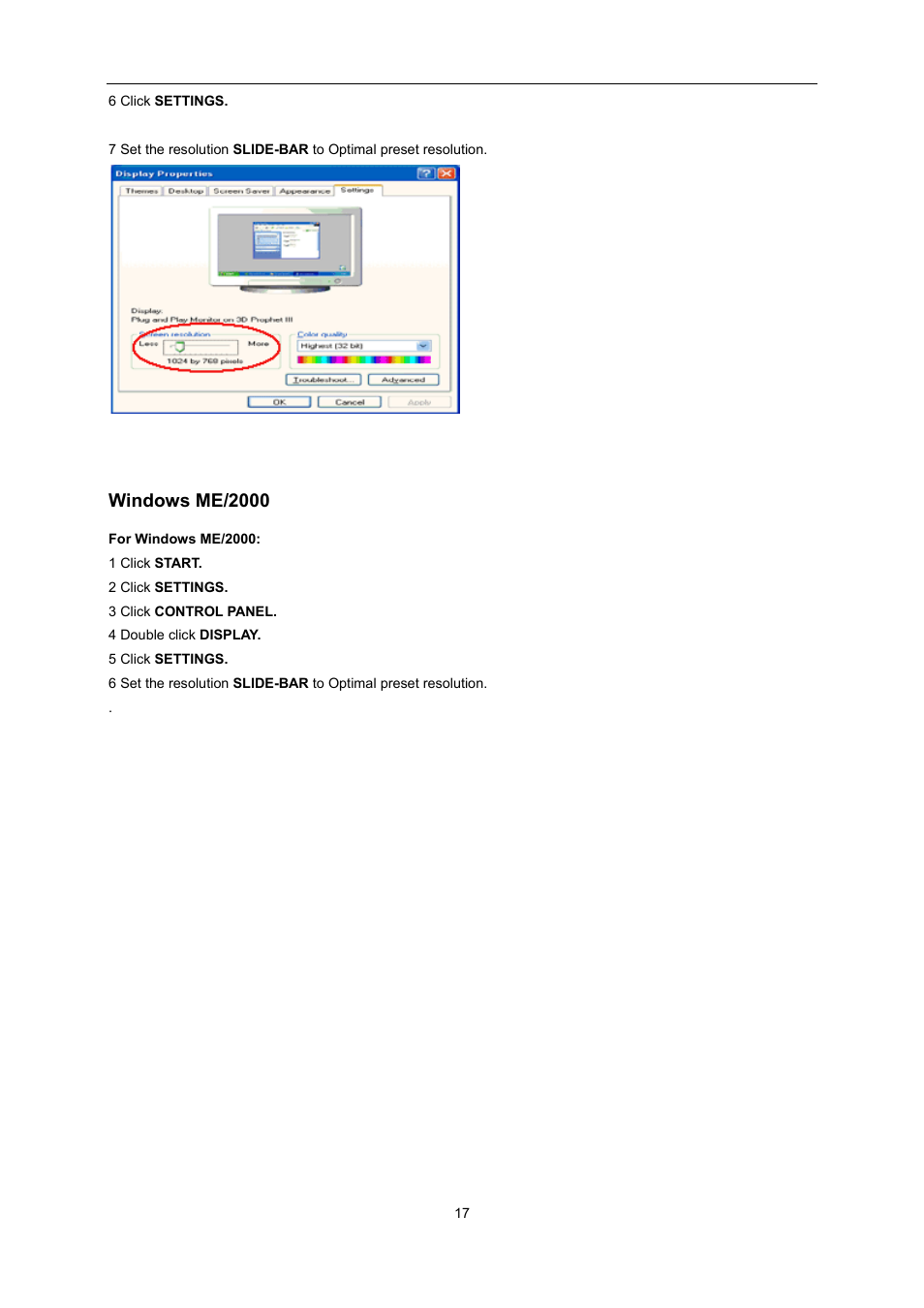 Windows me/2000 | AOC E2495SD User Manual | Page 17 / 55