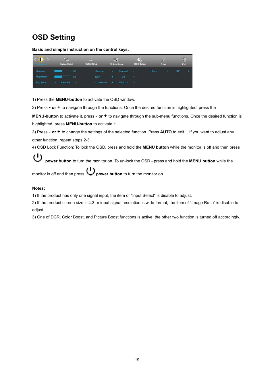 Osd setting | AOC E2495SD User Manual | Page 19 / 55