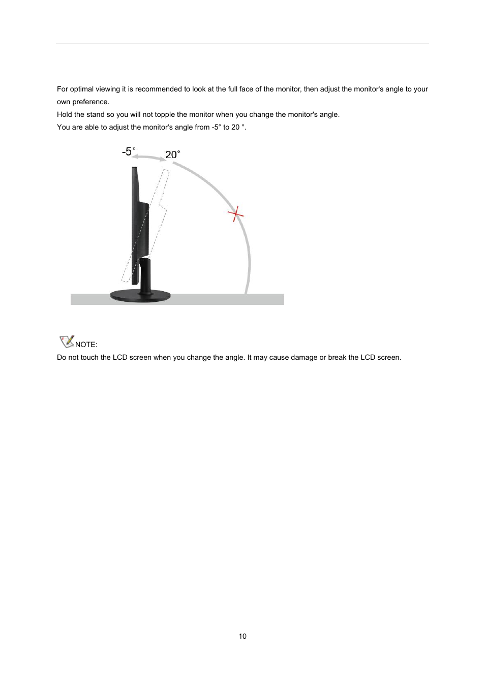 Adjusting viewing angle | AOC E2460SH User Manual | Page 10 / 66