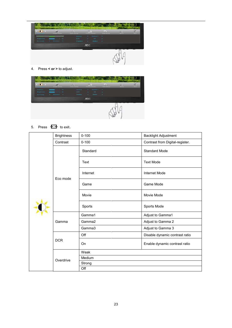 AOC E2460SH User Manual | Page 23 / 66