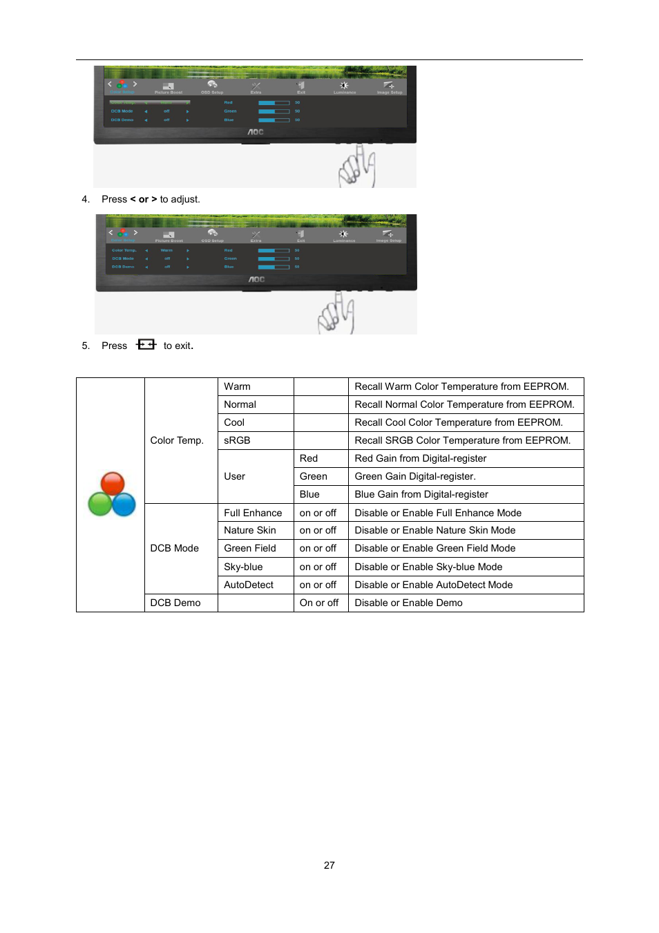 AOC E2460SH User Manual | Page 27 / 66