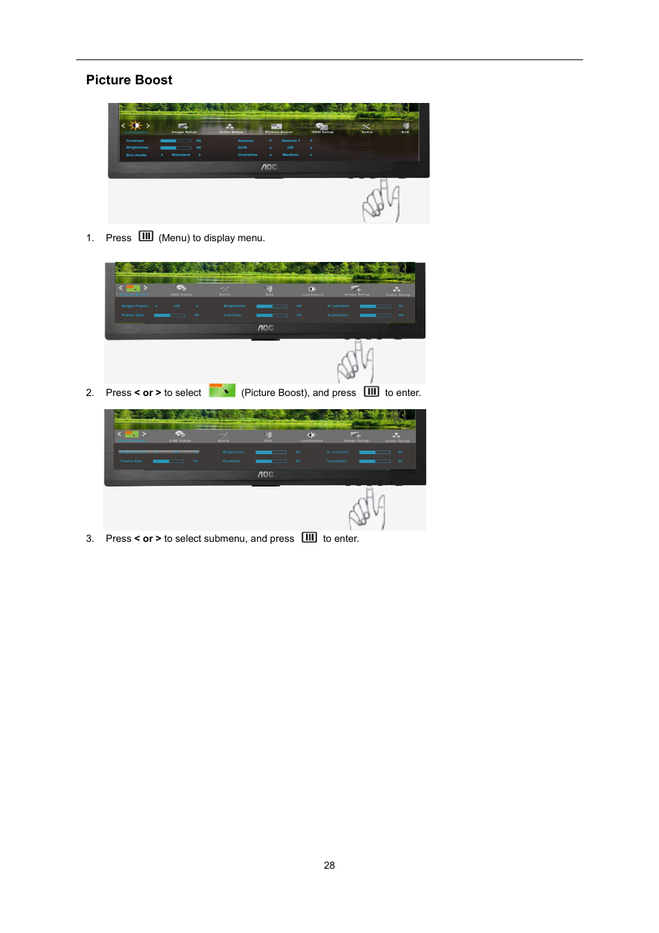 Picture boost | AOC E2460SH User Manual | Page 28 / 66