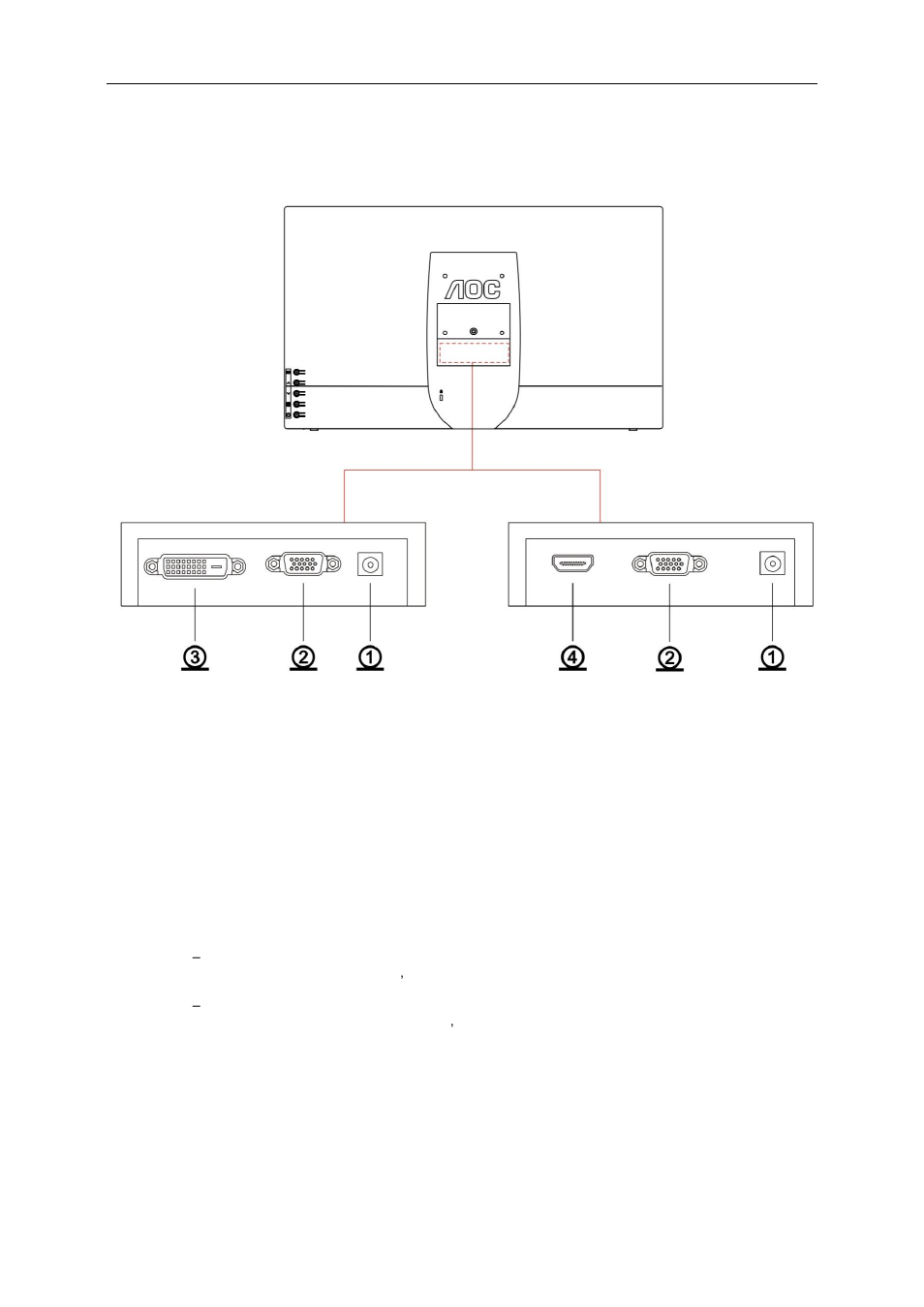 Connecting the monitor | AOC E2461FWH User Manual | Page 12 / 56