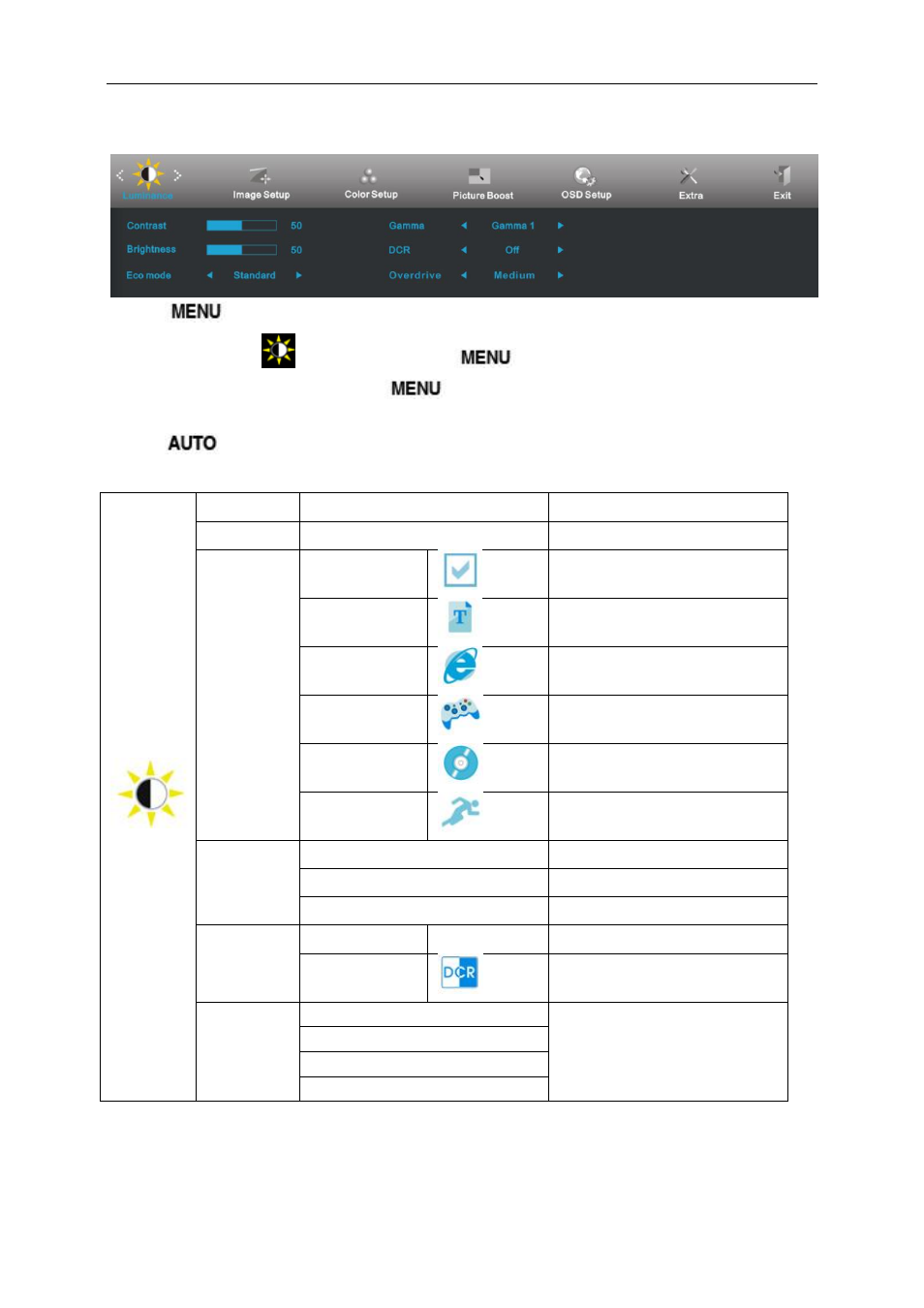 Luminance | AOC E2461FWH User Manual | Page 20 / 56