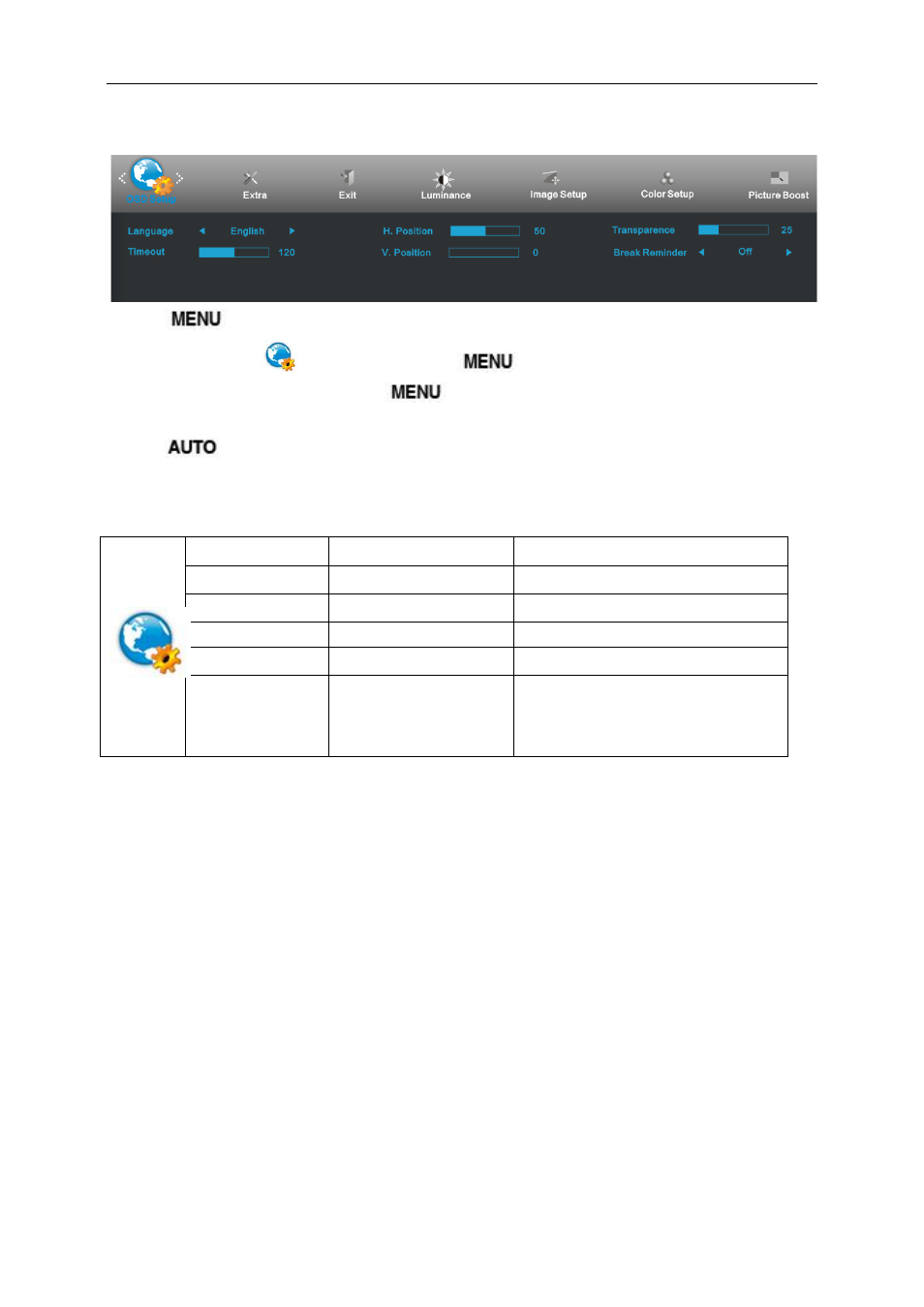 Osd setup | AOC E2461FWH User Manual | Page 24 / 56