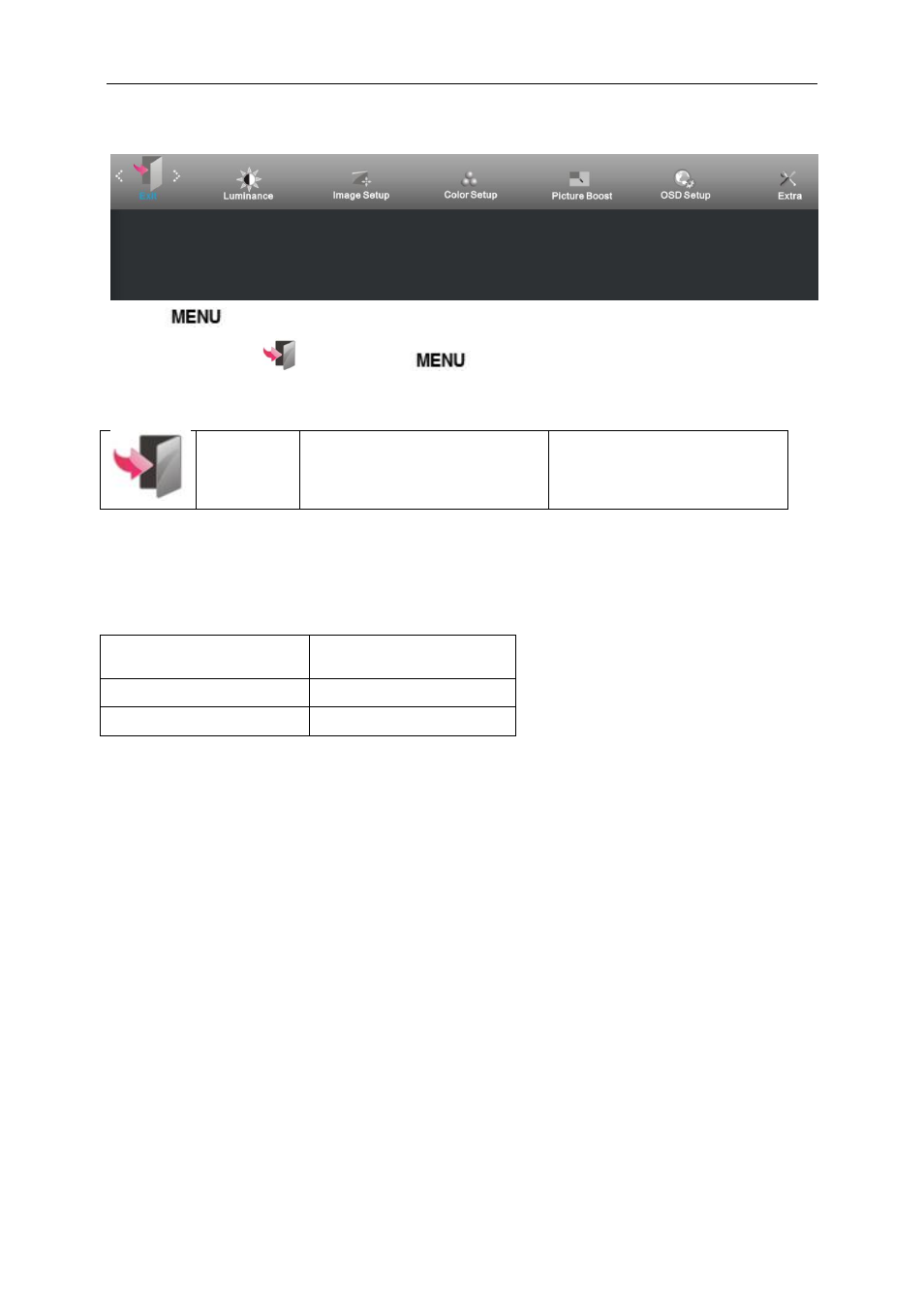 Exit, Led indicator | AOC E2461FWH User Manual | Page 26 / 56