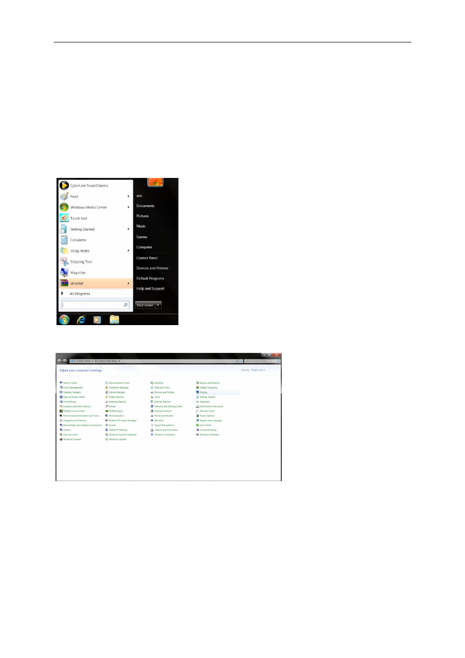 Driver, Monitor driver, Windows 7 | AOC E2461FWH User Manual | Page 27 / 56