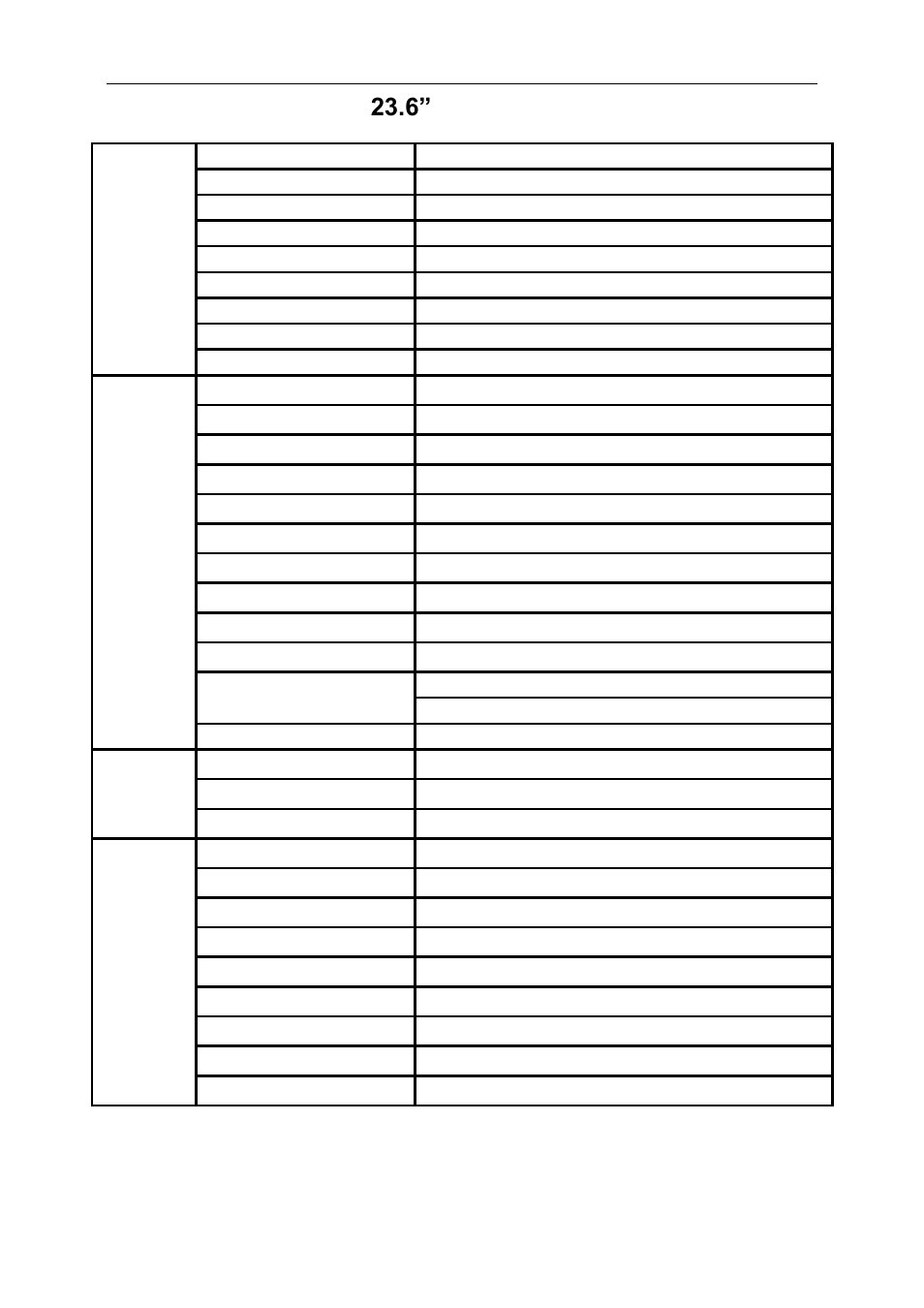 General specification(23.6”), General specification( 23.6”) | AOC E2461FWH User Manual | Page 43 / 56