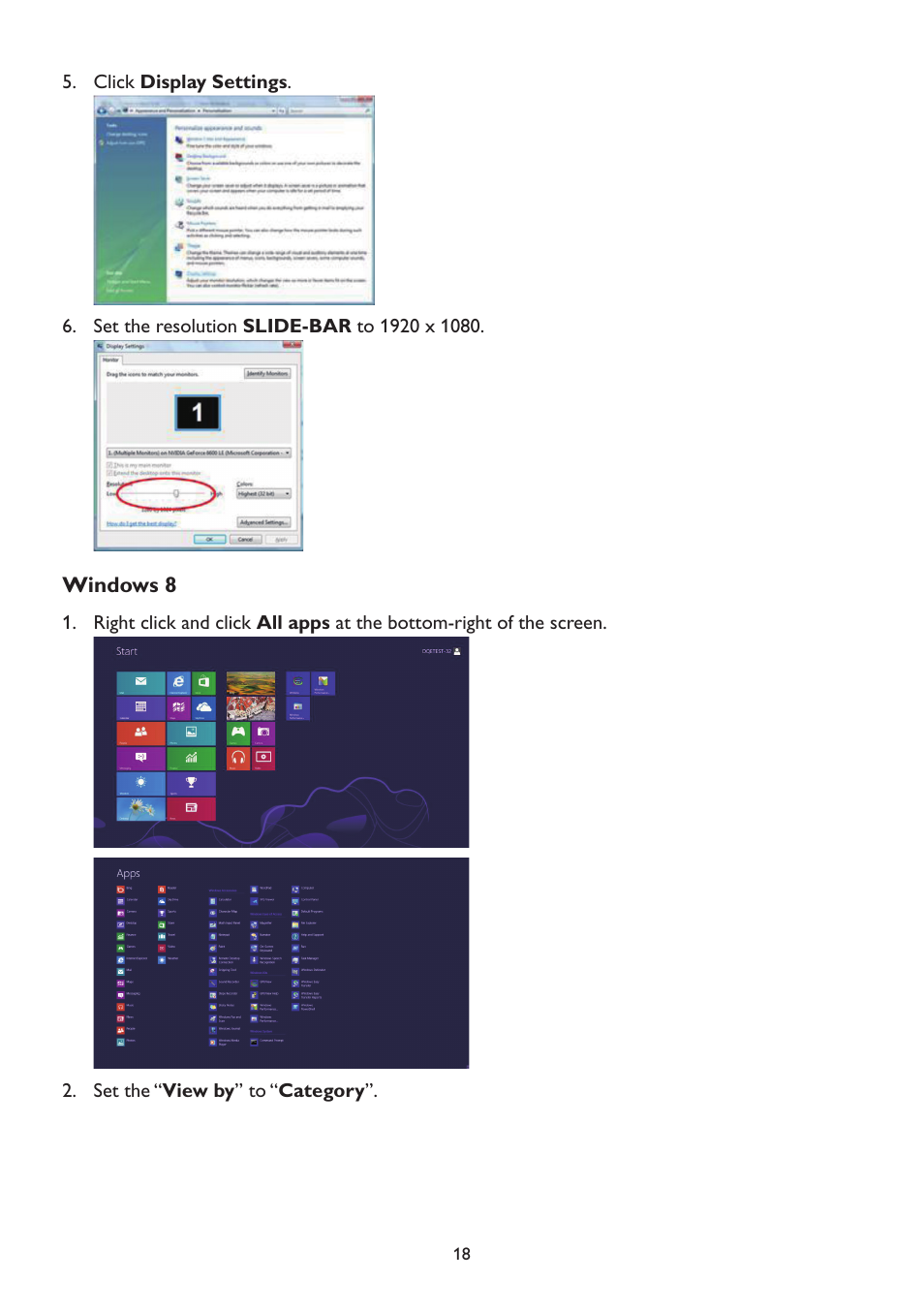 Windows 8 | AOC A2472PW4T User Manual | Page 18 / 72
