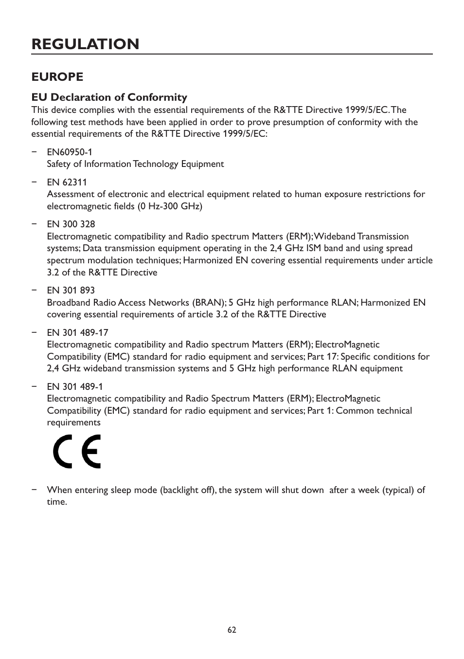 Regulation, Europe | AOC A2472PW4T User Manual | Page 62 / 72