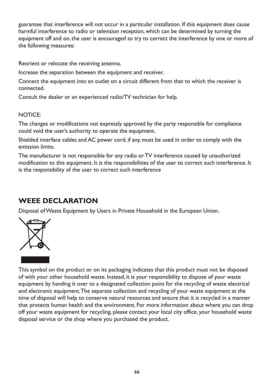 Weee declaration | AOC A2472PW4T User Manual | Page 66 / 72