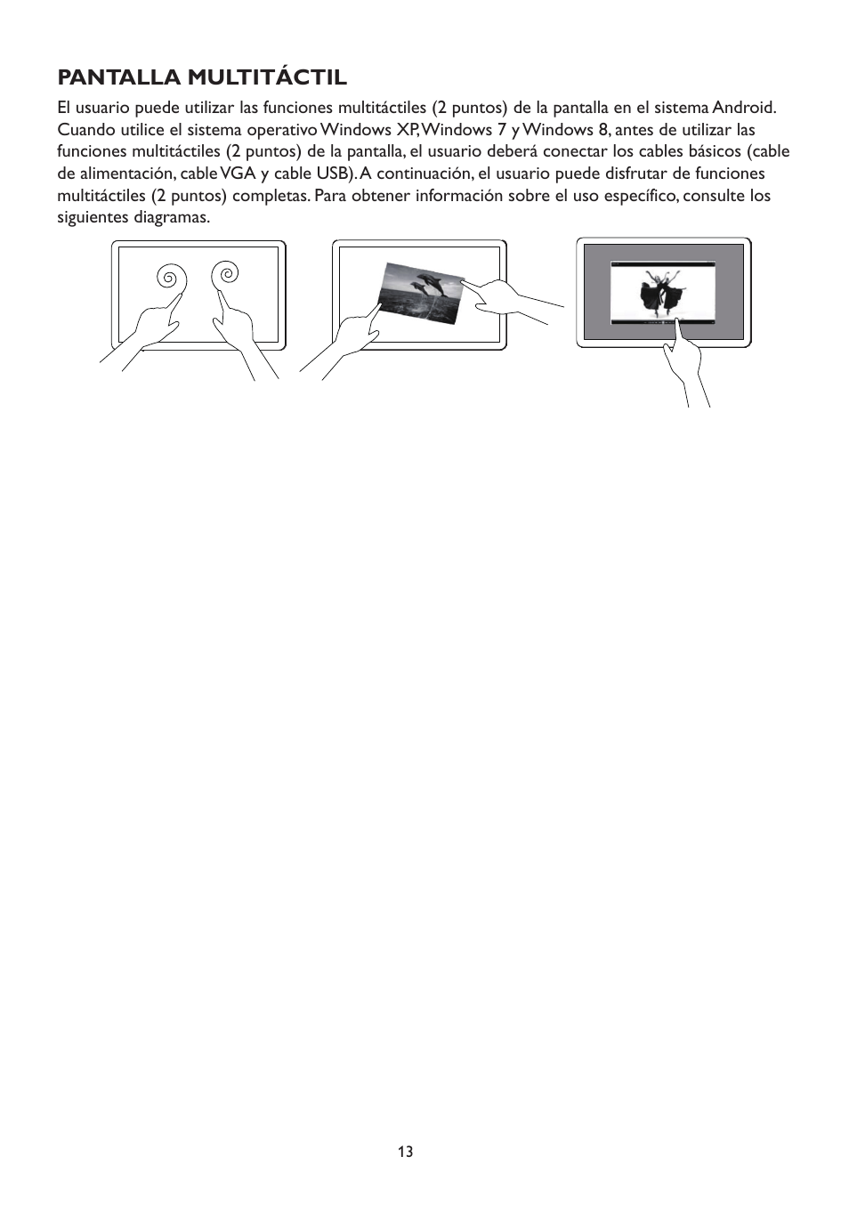 Pantalla multitáctil | AOC A2472PW4T User Manual | Page 13 / 71