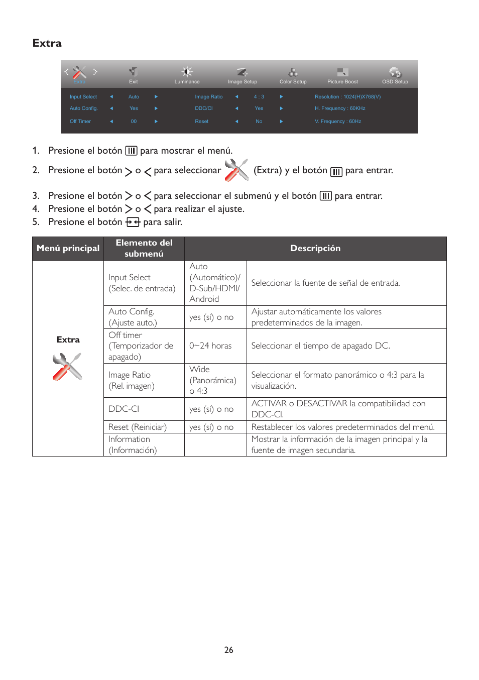 Extra | AOC A2472PW4T User Manual | Page 26 / 71