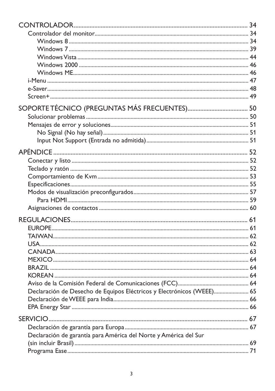 AOC A2472PW4T User Manual | Page 3 / 71