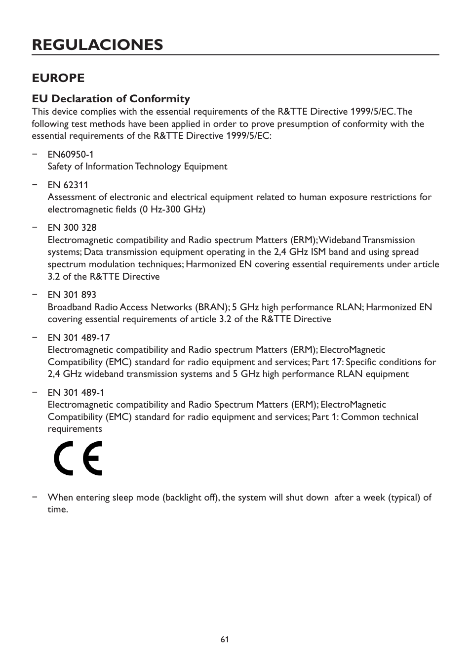 Regulaciones, Europe | AOC A2472PW4T User Manual | Page 61 / 71