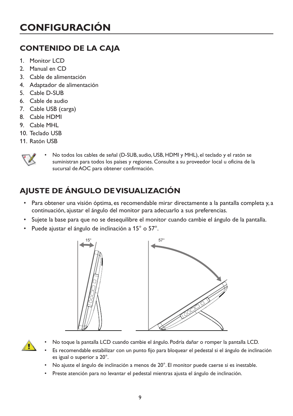 AOC A2472PW4T User Manual | Page 9 / 71