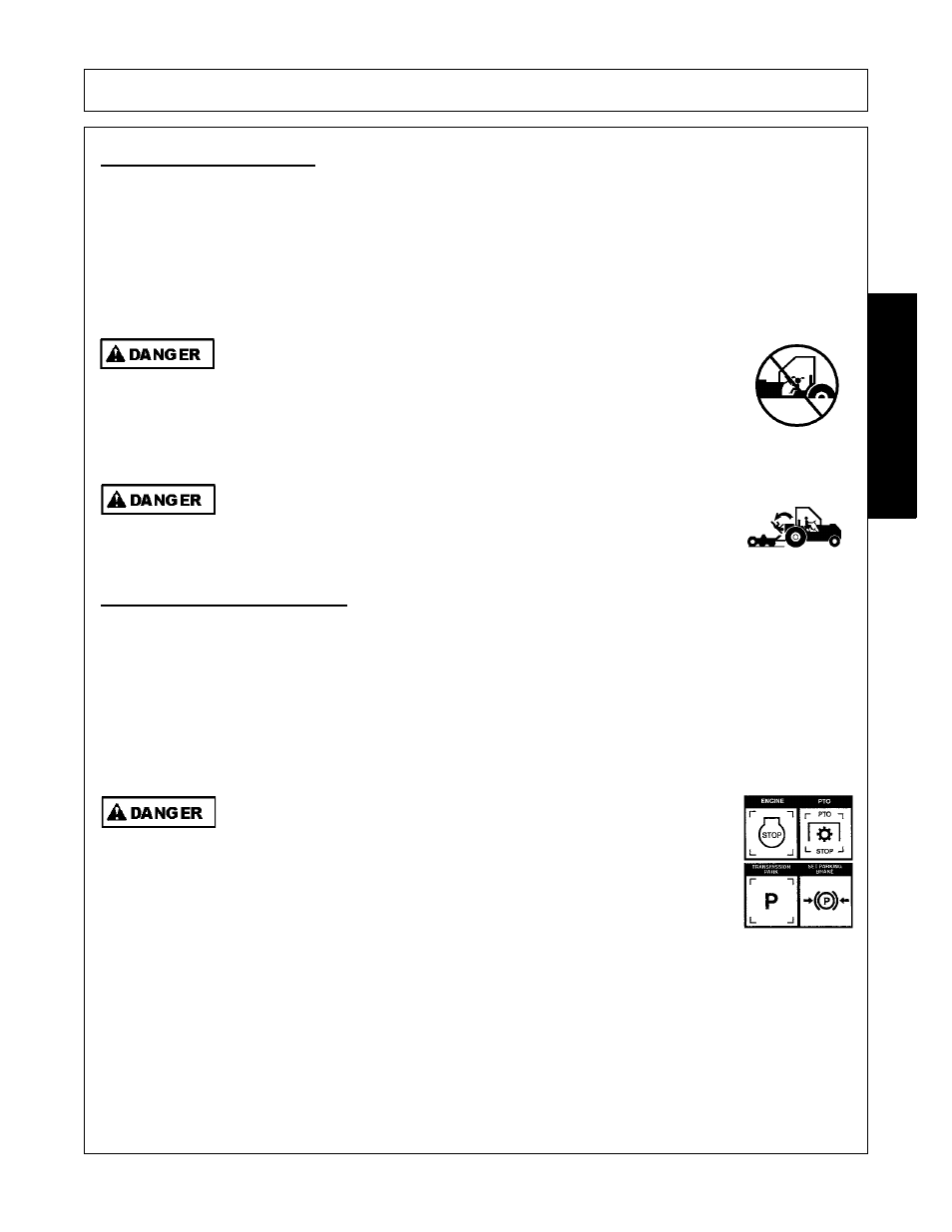 1 boarding the tractor, 2 dismounting the tractor, Boarding the tractor -7 dismounting the tractor -7 | Operation, Opera t ion | Bush Hog 225 User Manual | Page 37 / 60