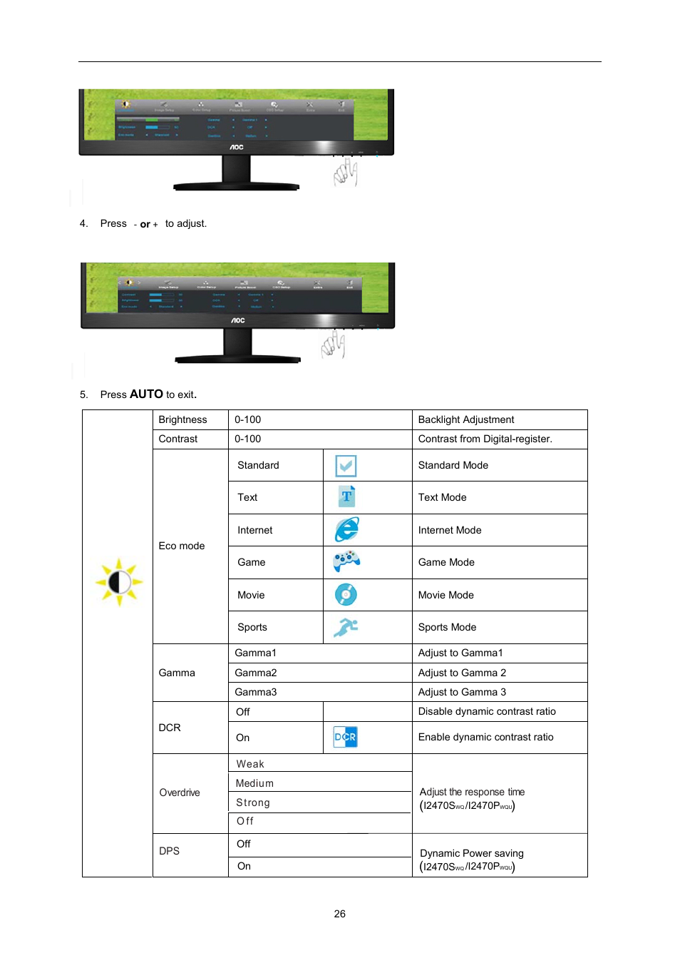 AOC I2470PWQU User Manual | Page 26 / 73