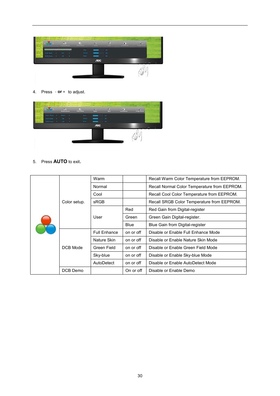 AOC I2470PWQU User Manual | Page 30 / 73