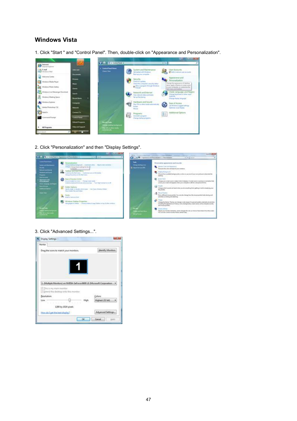Extra, Windows vista | AOC I2470PWQU User Manual | Page 47 / 73