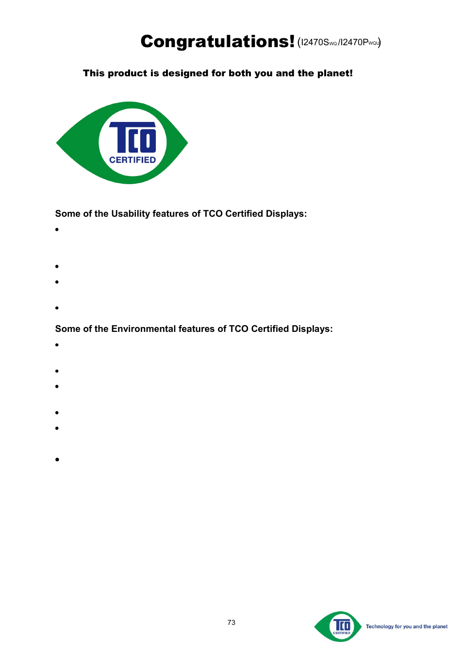 AOC I2470PWQU User Manual | Page 73 / 73