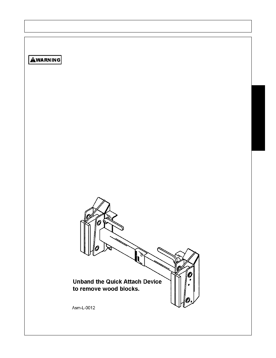 Detaching quick attach device, Locate tractor and loader can level ground, Assembling quick attach device | Assembly, Assembl y | Bush Hog 5145 User Manual | Page 43 / 106