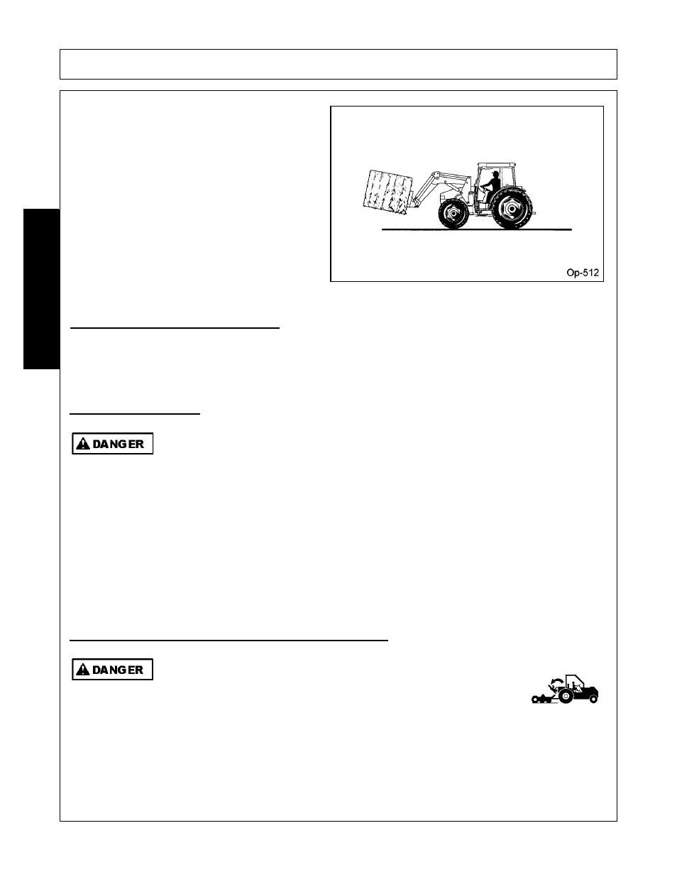 3 shutting down the implement, Loader storage, Transporting the tractor and implement | Shutting down the implement -38 loader storage -38, Transporting the tractor and implement -38, Operation, Opera t ion | Bush Hog 5145 User Manual | Page 84 / 106