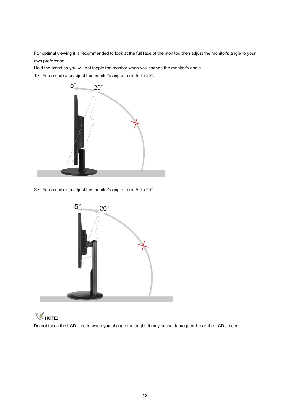 Adjusting viewing angle | AOC I2360PHU User Manual | Page 12 / 68