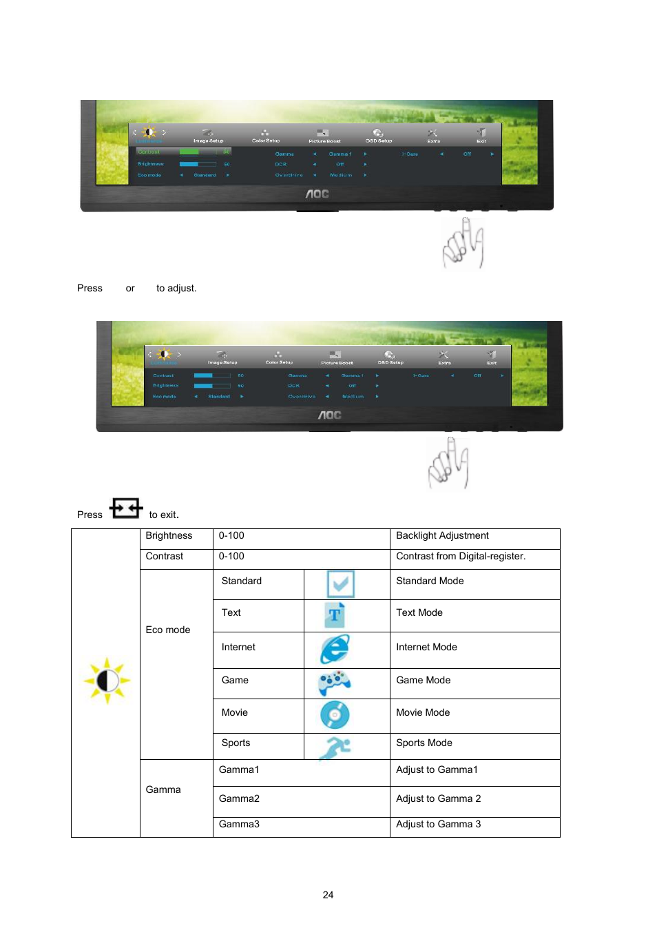 AOC I2360PHU User Manual | Page 24 / 68