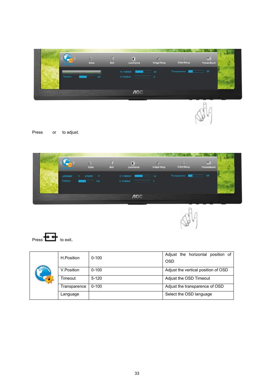 AOC I2360PHU User Manual | Page 33 / 68