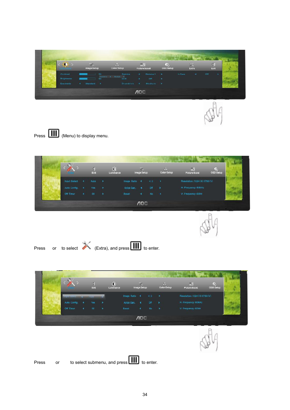 AOC I2360PHU User Manual | Page 34 / 68