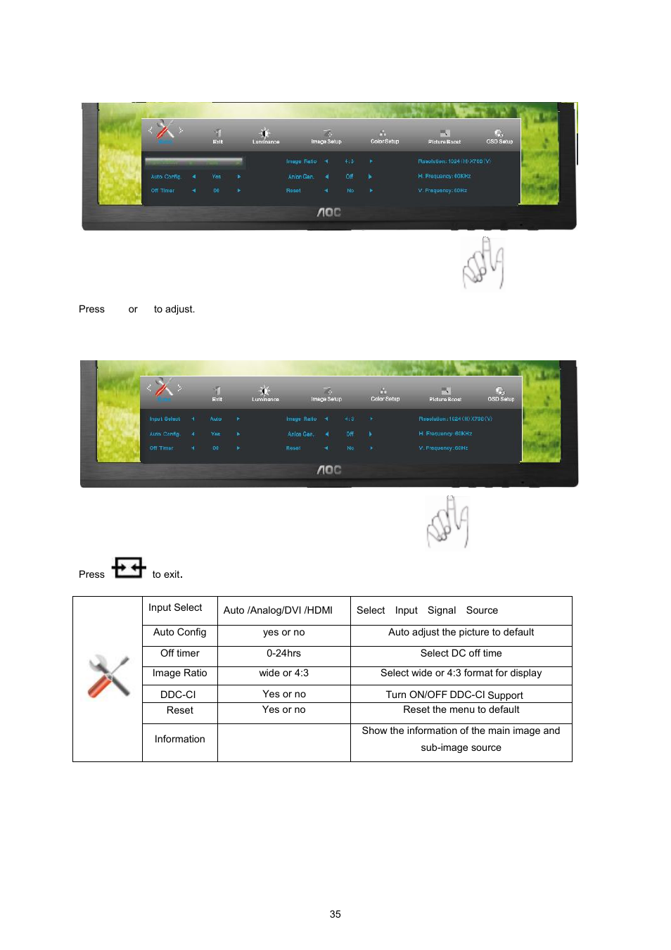 AOC I2360PHU User Manual | Page 35 / 68