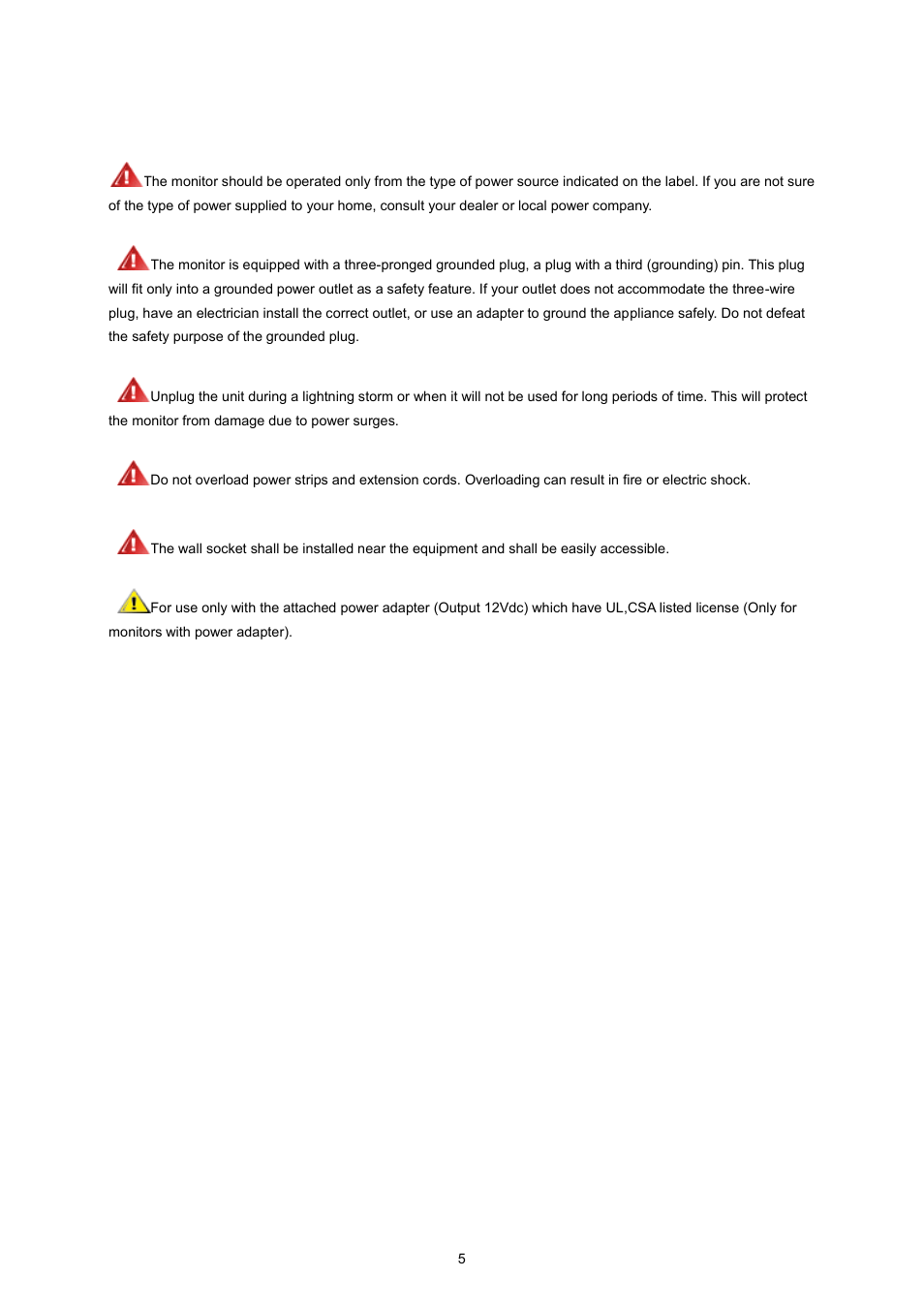 Power | AOC I2360PHU User Manual | Page 5 / 68