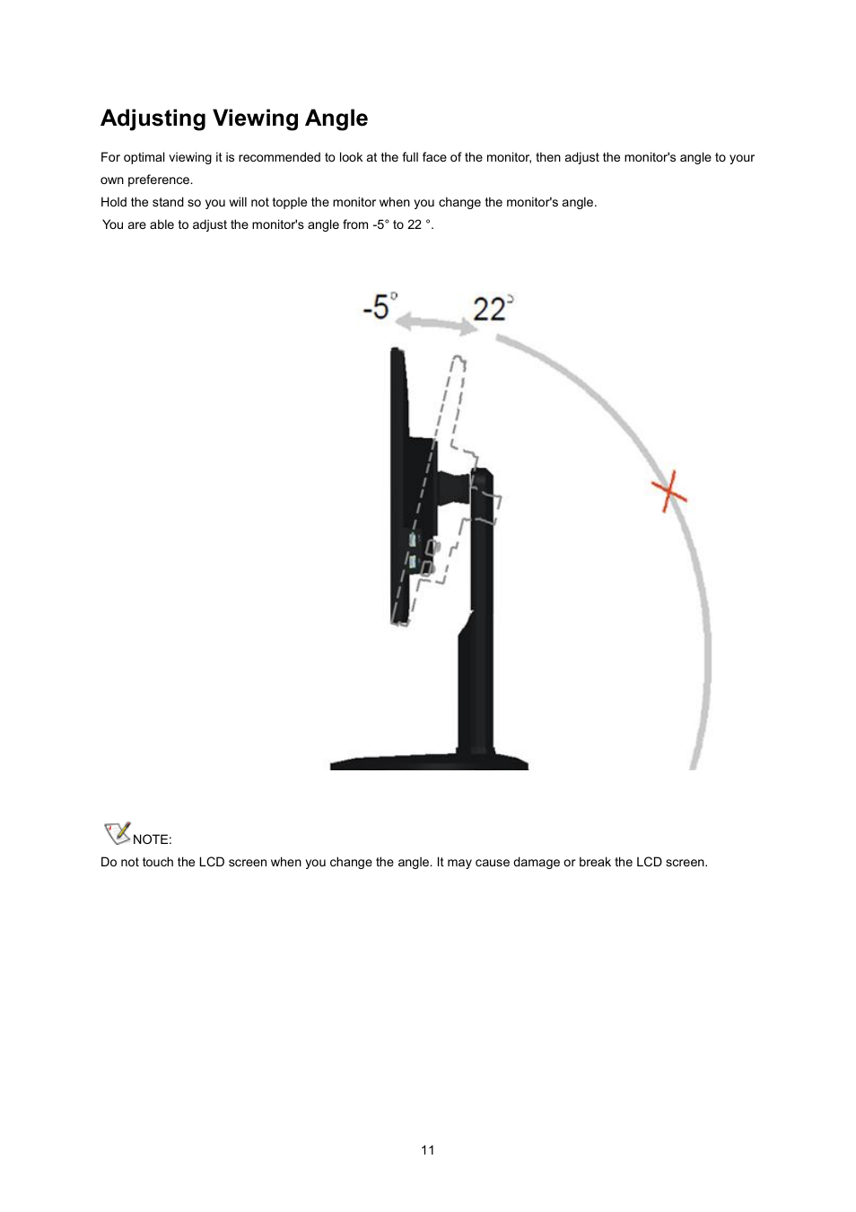 Adjusting viewing angle | AOC I2360PQ User Manual | Page 11 / 68