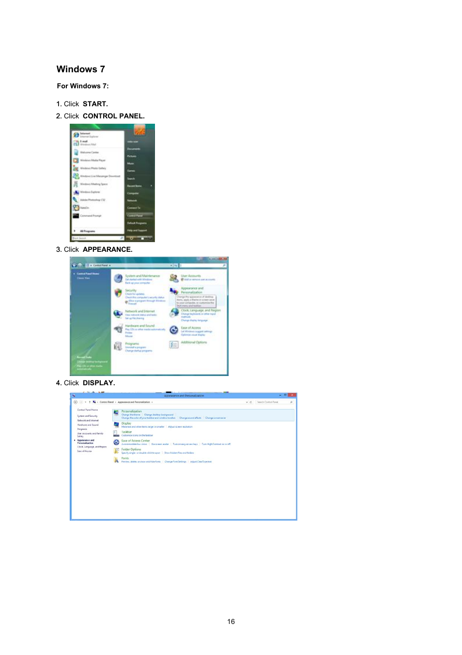 Windows 7 | AOC I2360PQ User Manual | Page 16 / 68