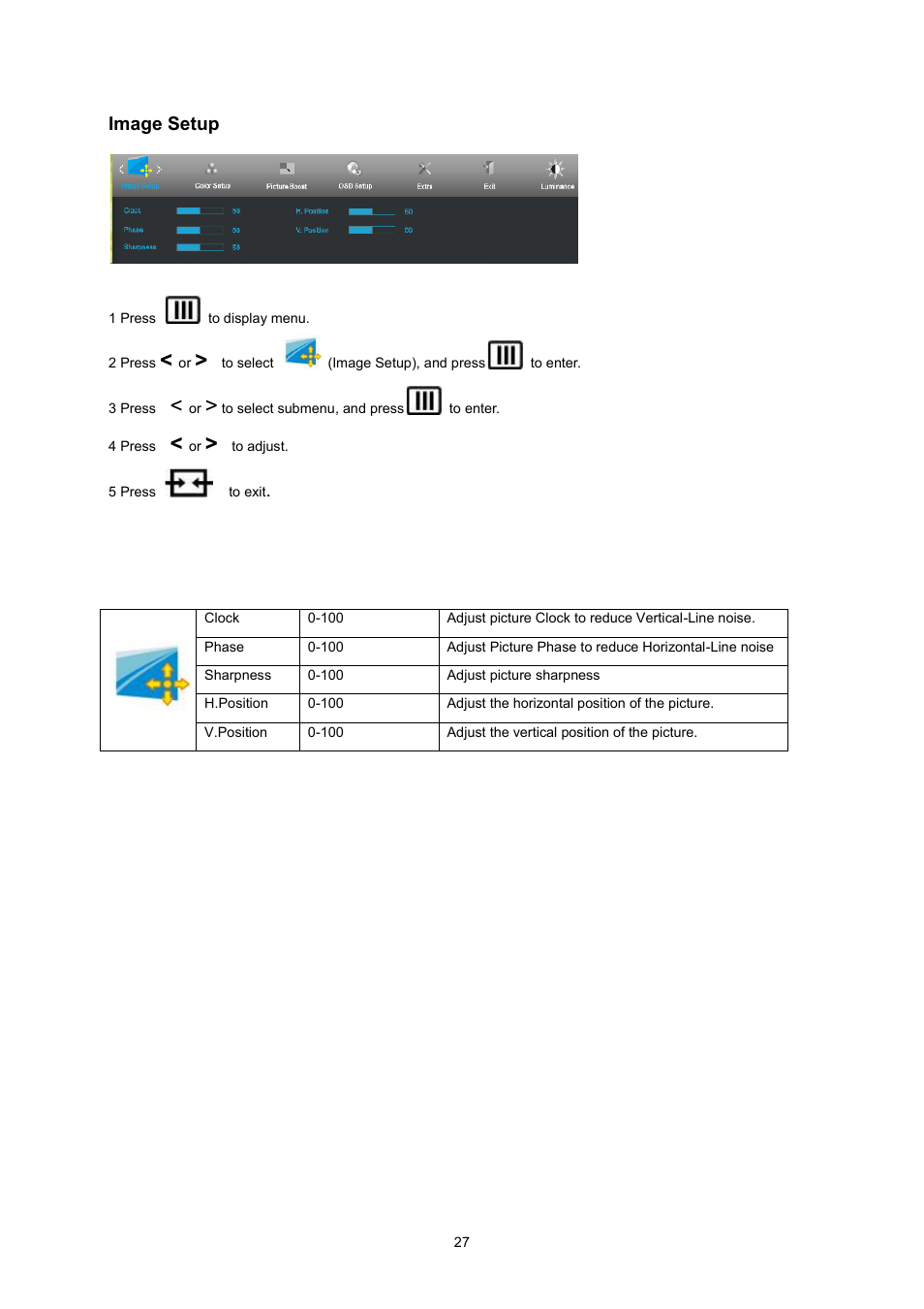 Luminance | AOC I2360PQ User Manual | Page 27 / 68