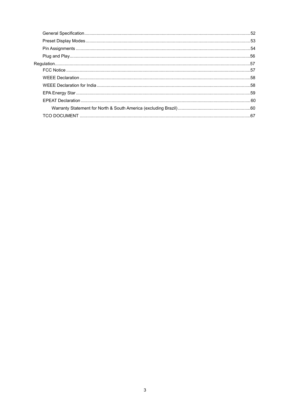 AOC I2360PQ User Manual | Page 3 / 68