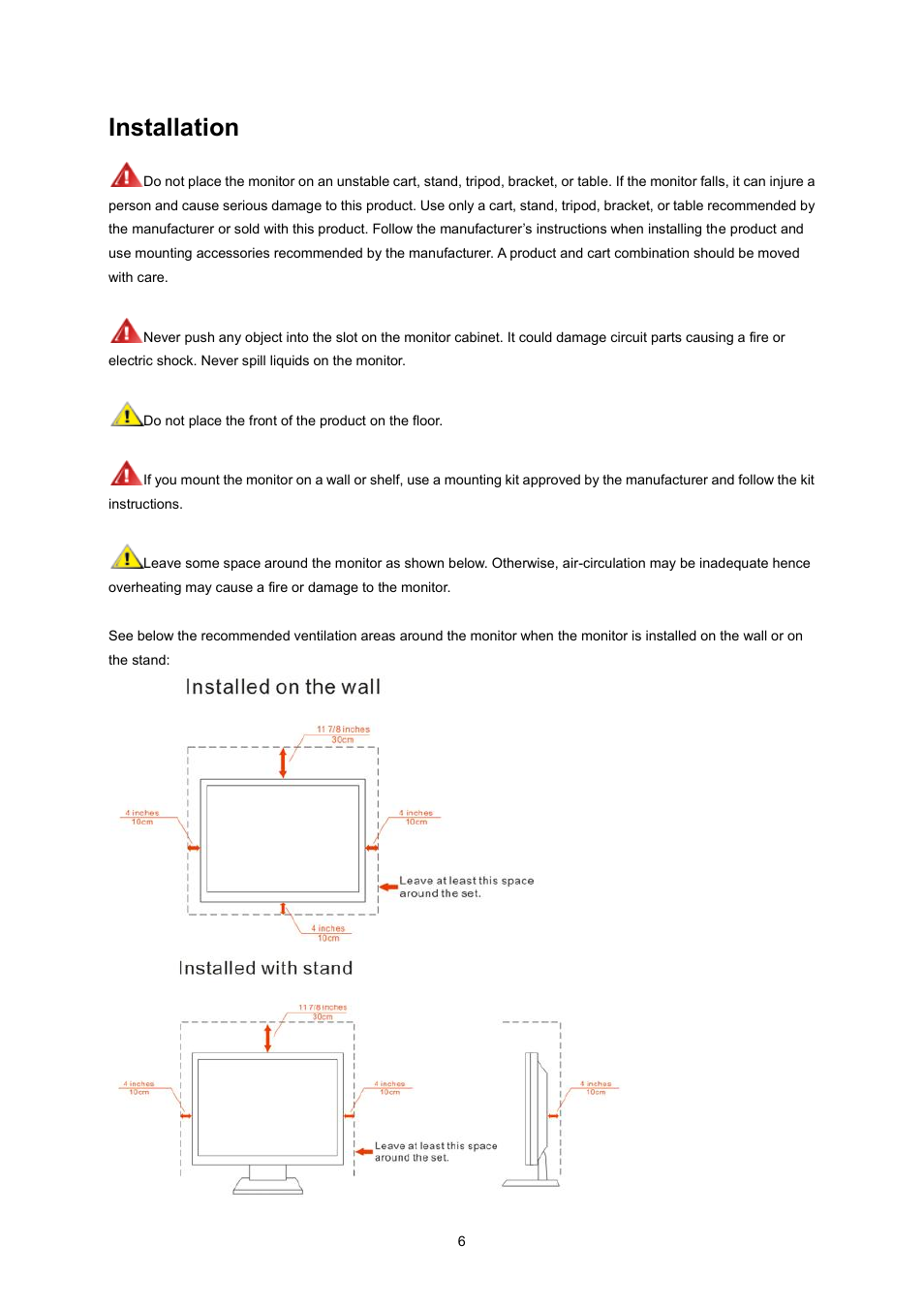 Installation | AOC I2360PQ User Manual | Page 6 / 68