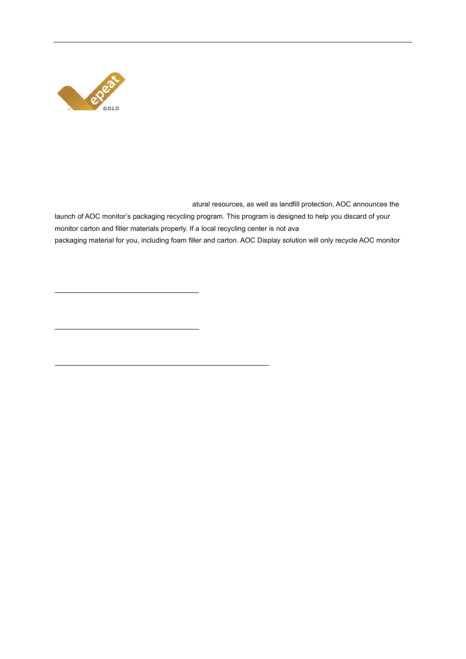 Epeat declaration | AOC E2460SDA User Manual | Page 55 / 60